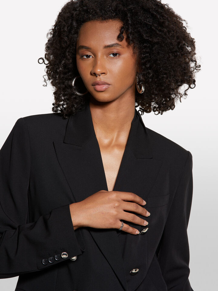 Black blazer with gold buttons - women's blazers - Black | Sisley image number 4